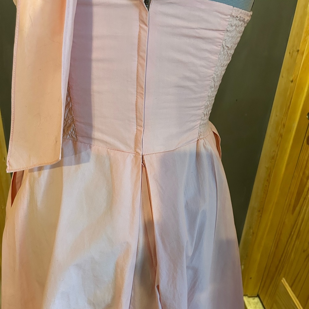 Unique Vintage 50s Peach halter bust shelf dress sz XL - Picture 7 of 8